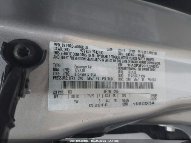 1FADP3F29FL248073 Ford FOCUS SE