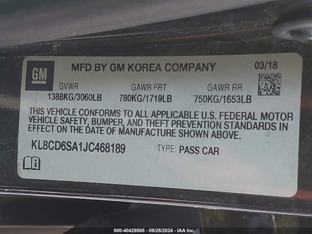 Chevrolet Spark 1lt Cvt 2018 KL8CD6SA1JC468189 Image 9