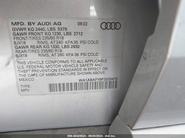 WA1ABAFY8P2029479 Audi Q5 Premium 40 Tfsi Quattro S Tronic