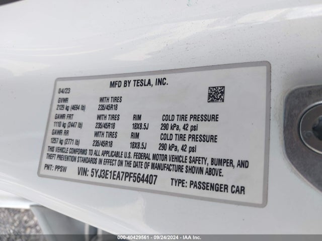 2023 TESLA MODEL 3 5YJ3E1EA7PF564407 Photo 8