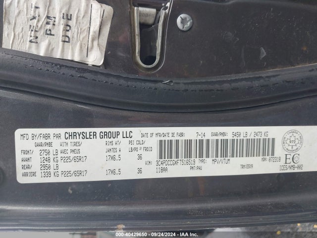 Dodge Journey Sxt 2015 3C4PDCCGXFT516519 Image 9