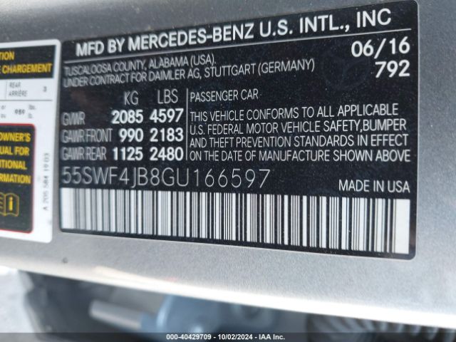 55SWF4JB8GU166597 Mercedes-Benz C 300 Luxury/sport