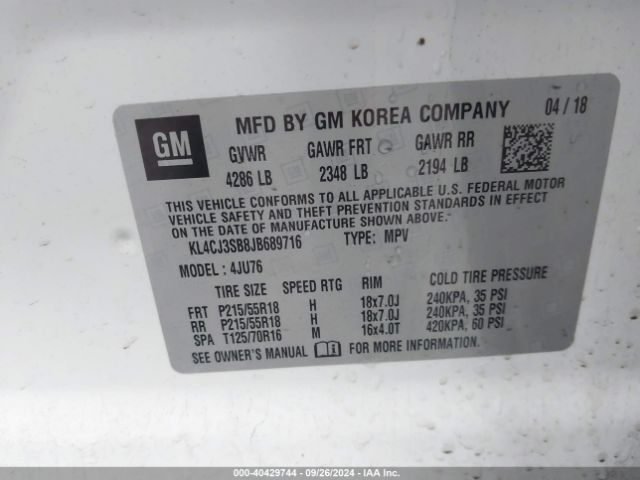 KL4CJ3SB8JB689716 Buick Encore