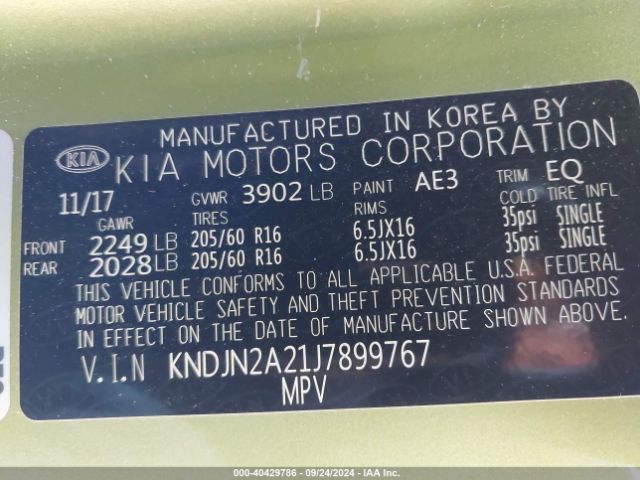 KNDJN2A21J7899767 KIA Soul