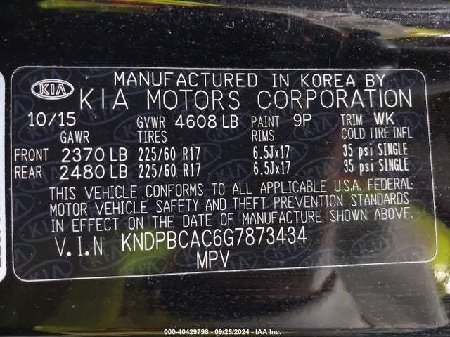 KIA Sportage Lx 2016 KNDPBCAC6G7873434 Image 9