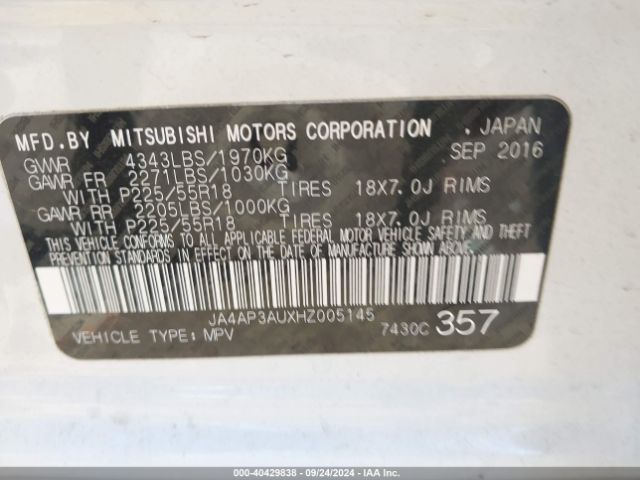 JA4AP3AUXHZ005145 Mitsubishi Outlander Sport 2.0 Es