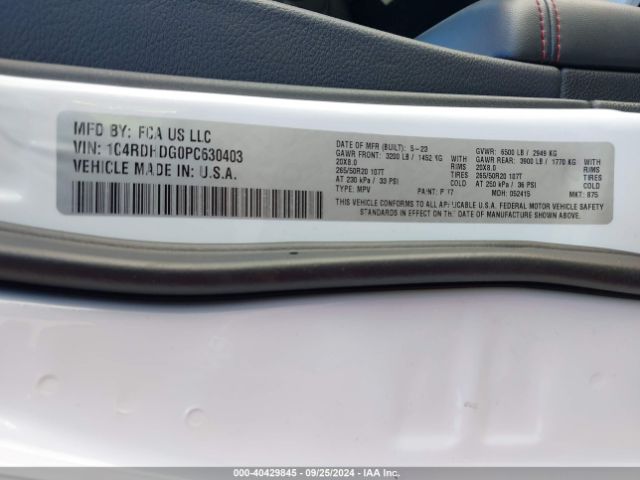 1C4RDHDG0PC630403 Dodge Durango Gt Rwd