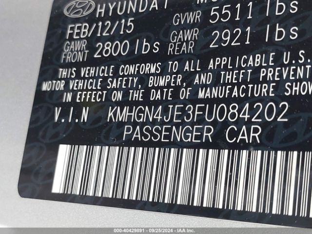 KMHGN4JE3FU084202 Hyundai Genesis 3.8
