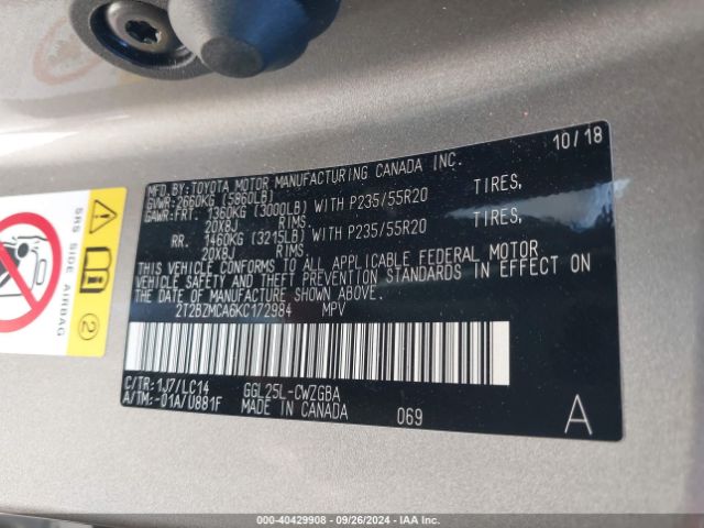 2T2BZMCA6KC172984 Lexus Rx 350 F Sport