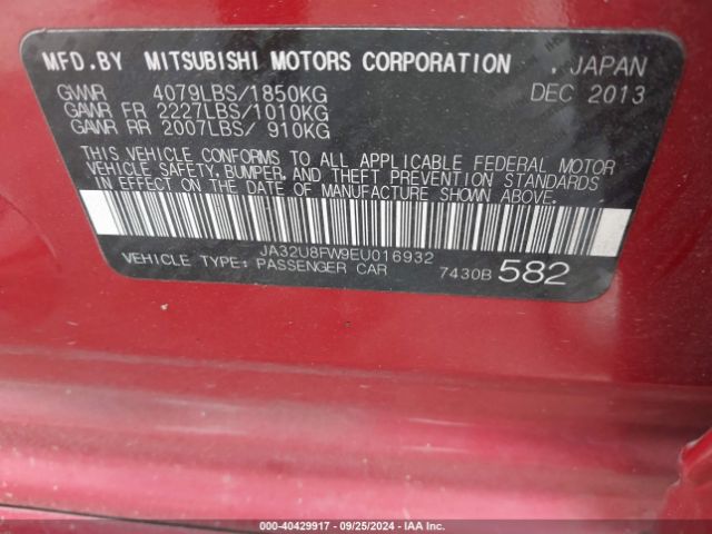 JA32U8FW9EU016932 Mitsubishi LANCER GT