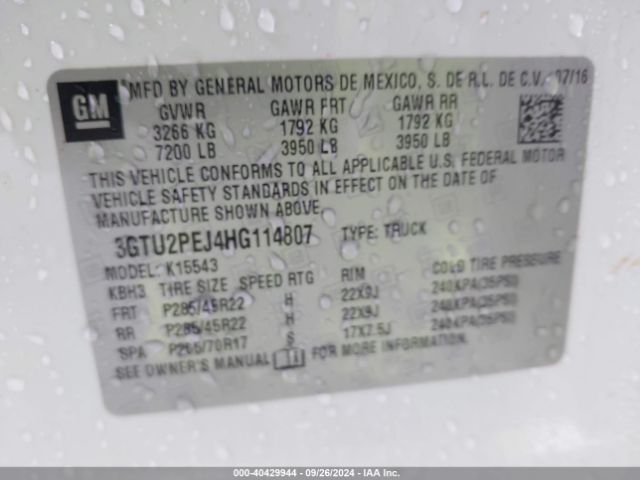 3GTU2PEJ4HG114807 GMC Sierra 1500 Denali