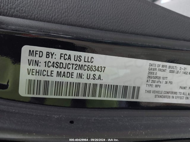 1C4SDJCT2MC663437 Dodge Durango R/t Awd