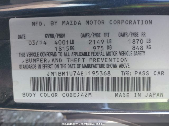 JM1BM1U74E1195368 Mazda Mazda3 I Sport