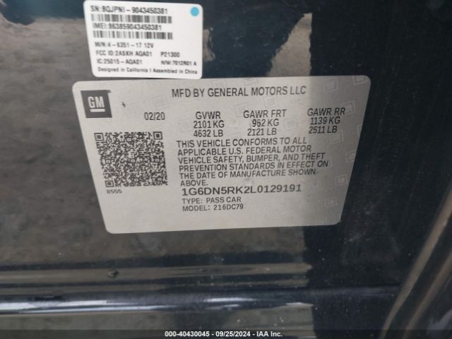 1G6DN5RK2L0129191 Cadillac Ct5 Premium Luxury
