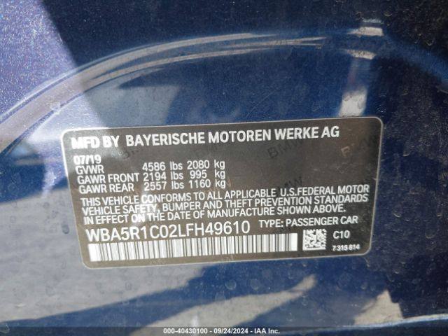 WBA5R1C02LFH49610 BMW 330I