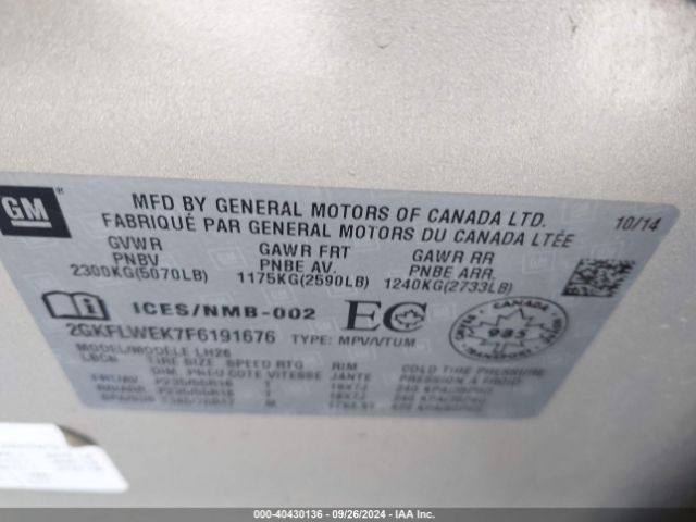2GKFLWEK7F6191676 GMC lea - flex fuel (gas/alc), aluminum, ho,