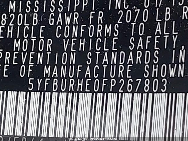 Toyota Corolla Le Plus 2015 5YFBURHE0FP267803 Image 9