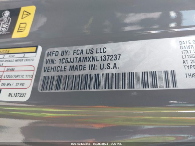 1C6JJTAMXNL137237 Jeep Gladiator Texas Trail 4x4