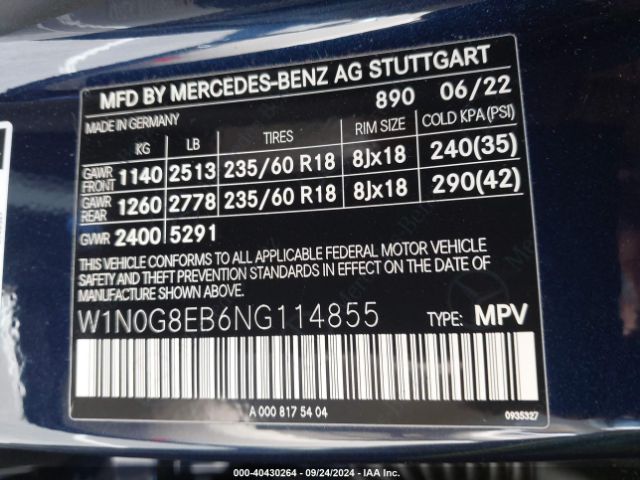 W1N0G8EB6NG114855 Mercedes-Benz Glc 300 4matic Suv