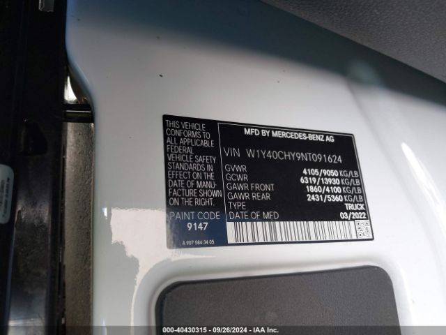 2022 MERCEDES-BENZ SPRINTER 2500 W1Y40CHY9NT091624 Photo 8