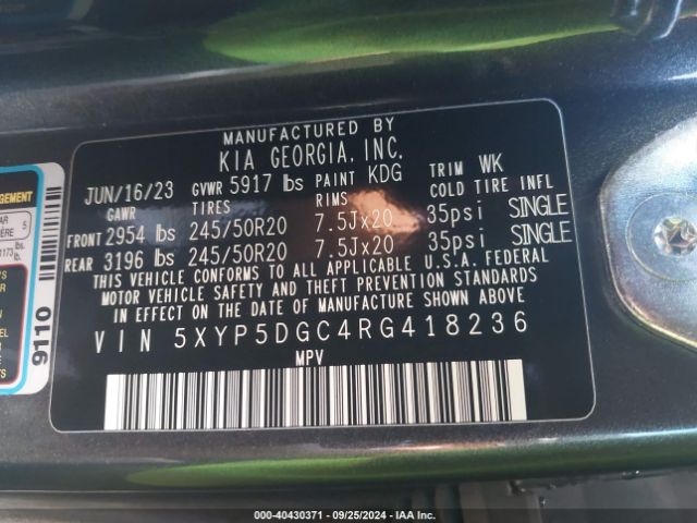 5XYP5DGC4RG418236 KIA Telluride Sx Prestige X-line