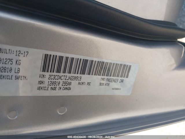 2C3CDXCT2JH220919 Dodge Charger R/t Rwd