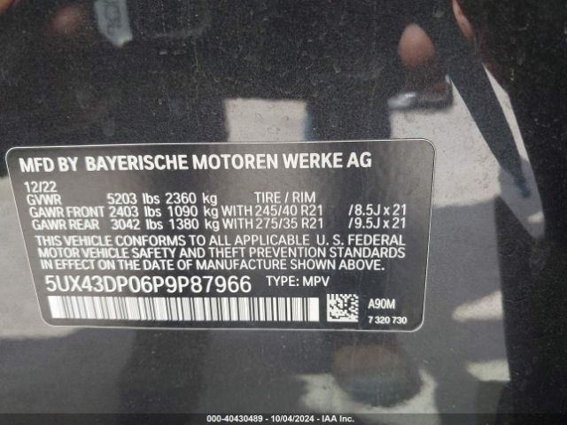 5UX43DP06P9P87966 BMW X3 Sdrive30i