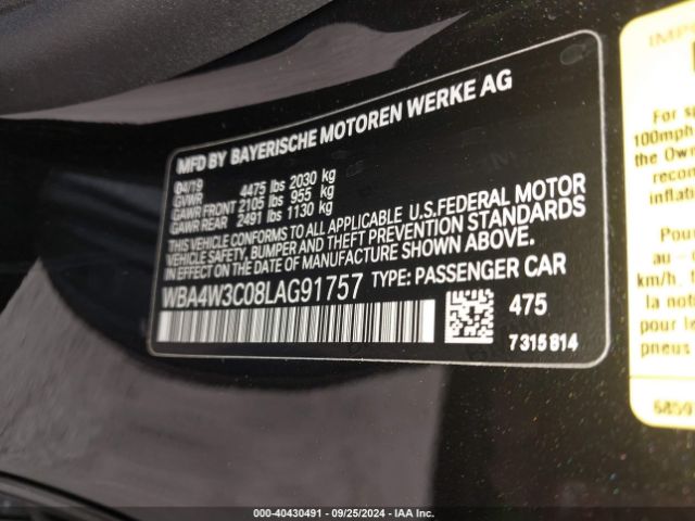 WBA4W3C08LAG91757 BMW 430I