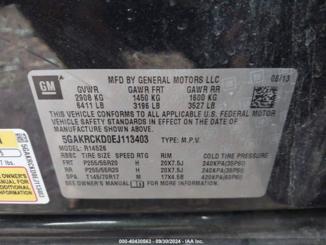 5GAKRCKD0EJ113403 Buick Enclave Premium