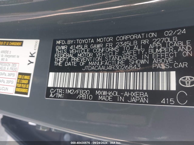 Toyota Prius Le 2024 JTDACAAU4R3026843 Image 9