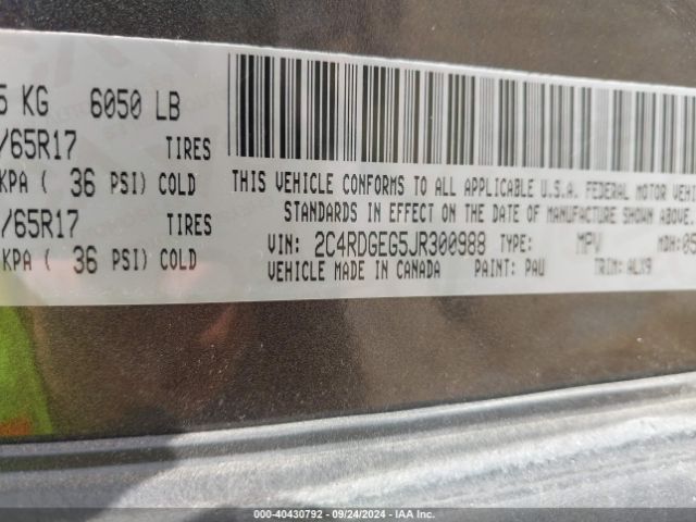 2C4RDGEG5JR300988 Dodge Grand Caravan Gt