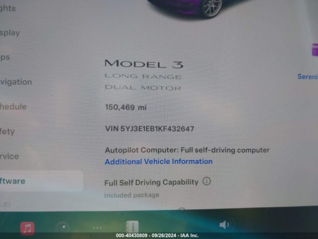5YJ3E1EB1KF432647 Tesla Model 3 Long Range/performance