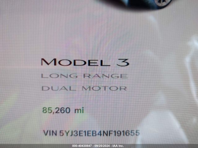 5YJ3E1EB4NF191655 Tesla MODEL 3