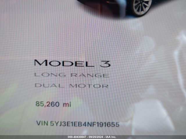 5YJ3E1EB4NF191655 Tesla MODEL 3