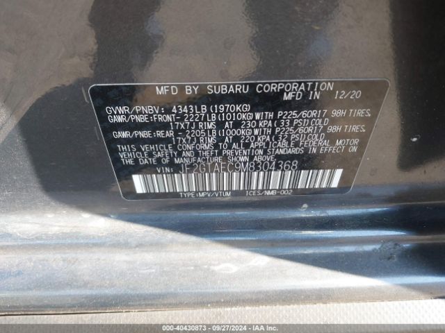 JF2GTAEC9M8304368 Subaru Crosstrek Premium