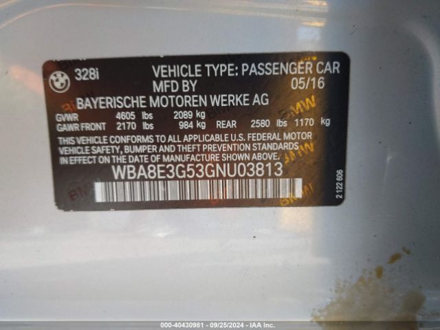 WBA8E3G53GNU03813 BMW 328i Xdrive