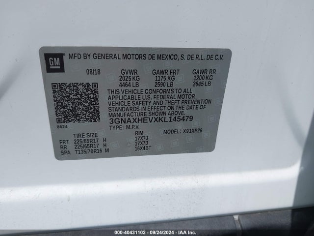 Chevrolet EQUINOX LS 2019 3GNAXHEVXKL145479 Image 9
