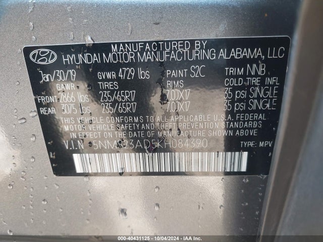 Hyundai Santa Fe Se 2019 5NMS23AD5KH084390 Image 9
