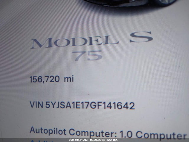 Tesla Model S 60/70/75/85 2016 5YJSA1E17GF141642 Image 15