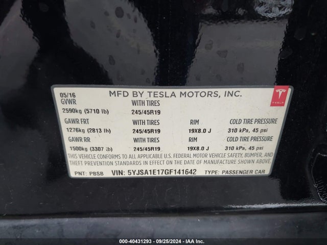 2016 TESLA MODEL S 5YJSA1E17GF141642 Photo 8