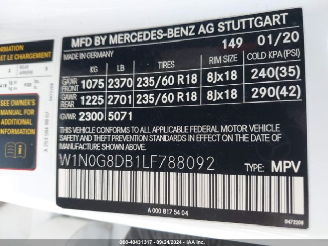 W1N0G8DB1LF788092 Mercedes-Benz GLC 300