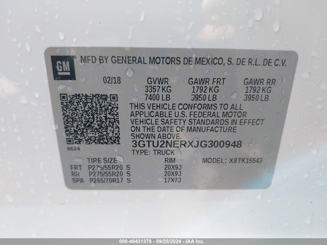 GMC Sierra 1500 Slt 2018 3GTU2NERXJG300948 Image 9