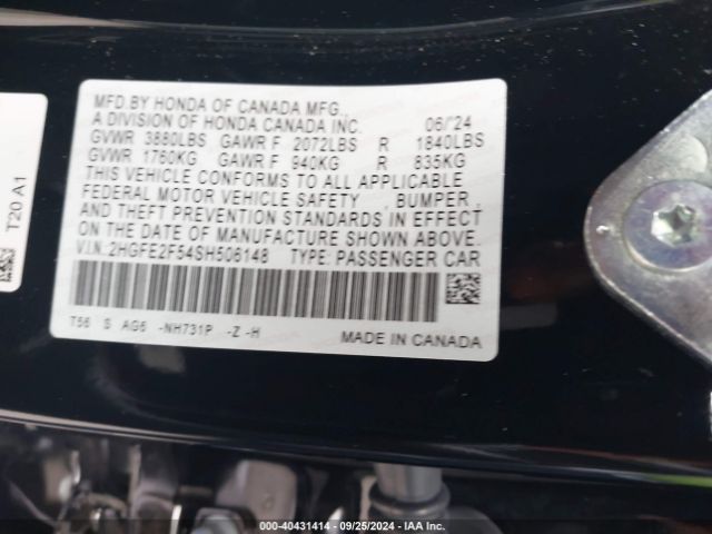 2HGFE2F54SH506148 Honda Civic Sport