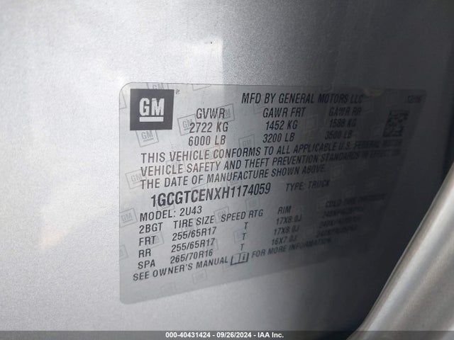 1GCGTCENXH1174059 Chevrolet Colorado Lt