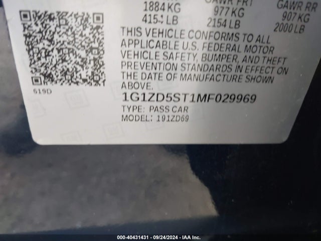 Chevrolet MALIBU LT 2021 1G1ZD5ST1MF029969 Image 9