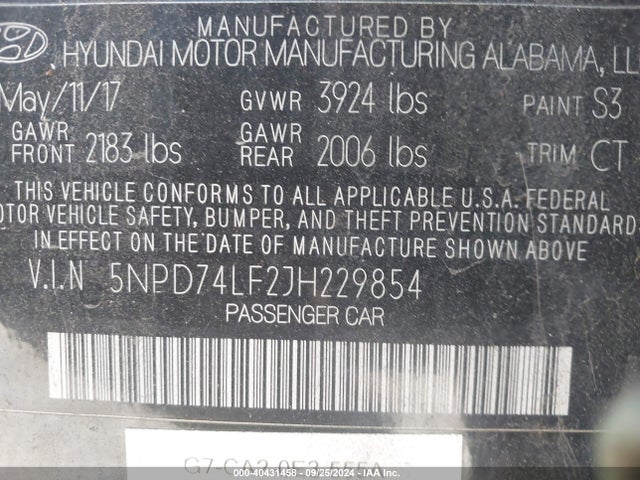 Hyundai ELANTRA SE 2018 5NPD74LF2JH229854 Image 9