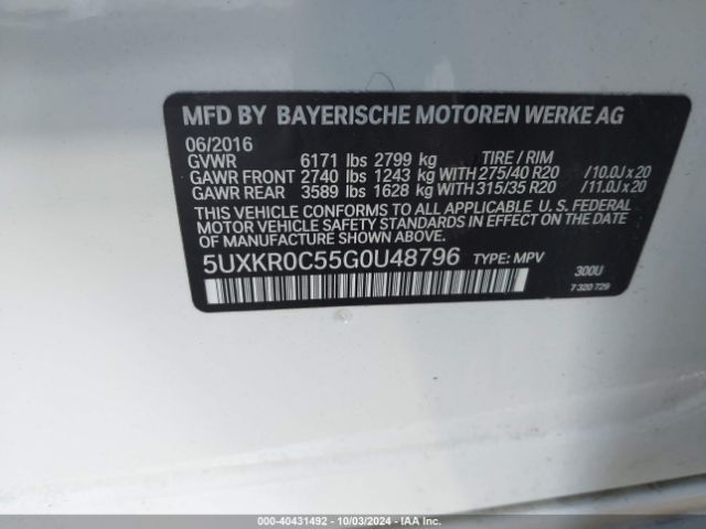 5UXKR0C55G0U48796 BMW X5 Xdrive35i