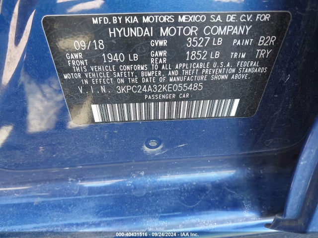 Hyundai ACCENT SE 2019 3KPC24A32KE055485 Image 9