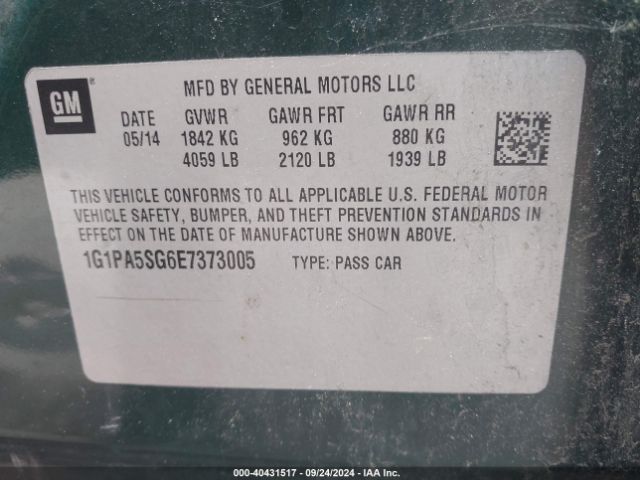 1G1PA5SG6E7373005 Chevrolet Cruze Ls Auto