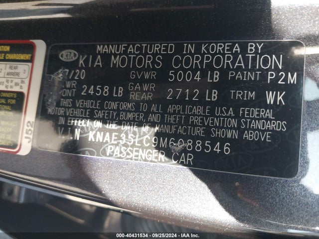 KIA STINGER GT 2021 KNAE35LC9M6088546 Image 9